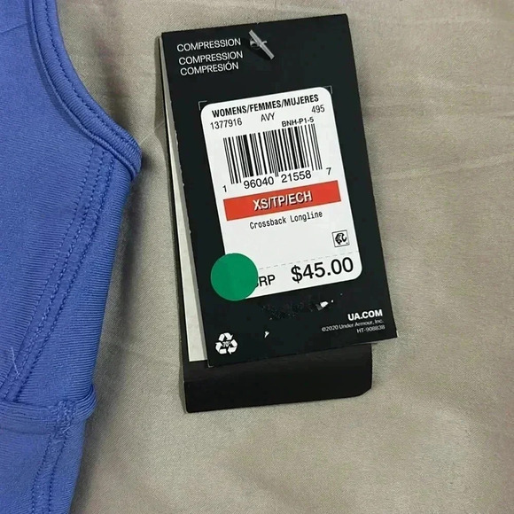 NWT women’s Under Armour XS compression Support Crossback longline sports bra - Picture 4 of 7
